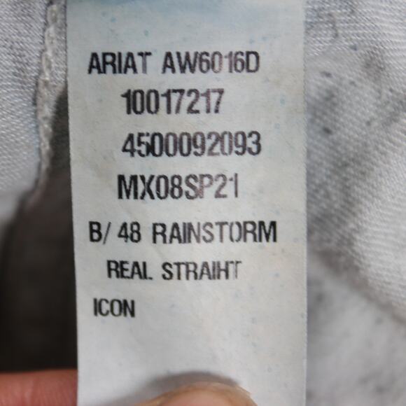 Ariat Jeans Womens 33 Blue Rainstorm Real Straight Stretch - Picture 8 of 13